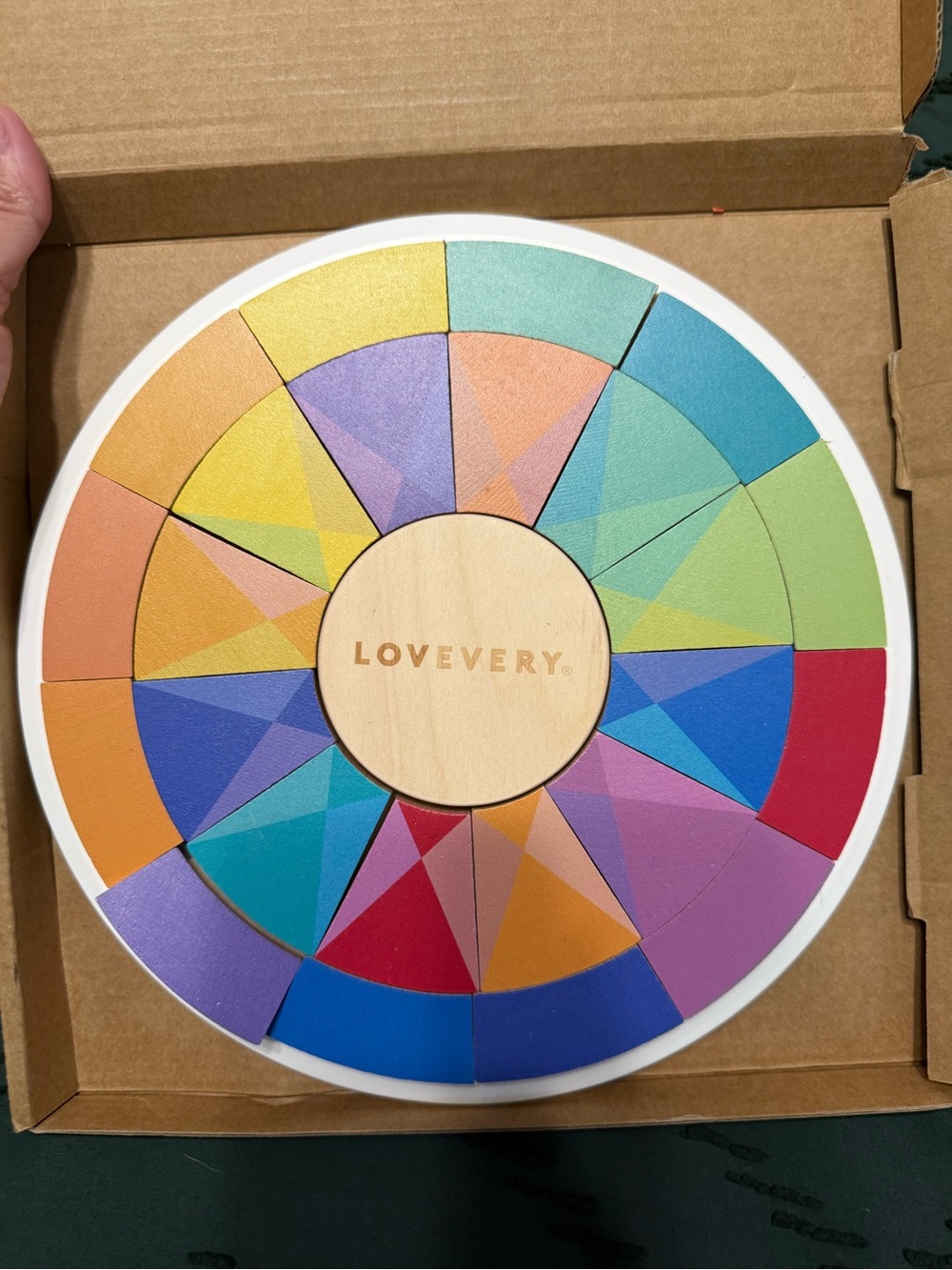 Lovevery Wooden Color Wheel Mosaic Puzzle Montessori Toy w/ Box